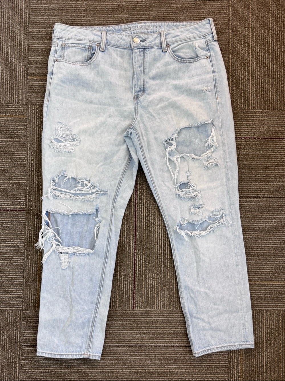 American Eagle Distressed 100% Cotton High Rise Jeans Size 16 Regular